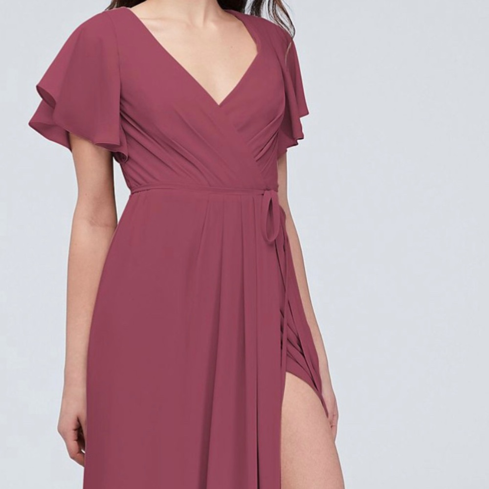 Flutter Sleeve Georgette Wrap Bridesmaid Dress